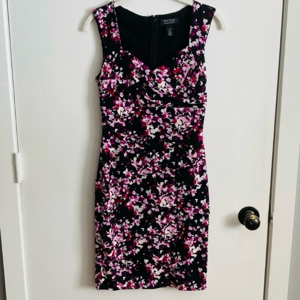 White House Black Market black pink white red bodycon sleeveless dress size 4